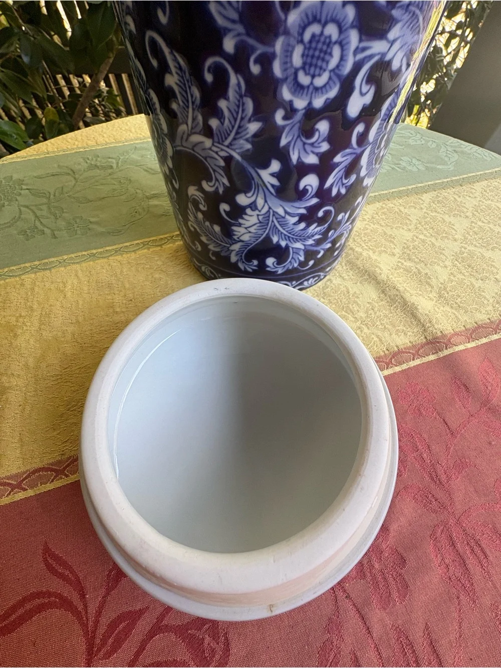 Blue & White Floral Ceramic Ginger Jar